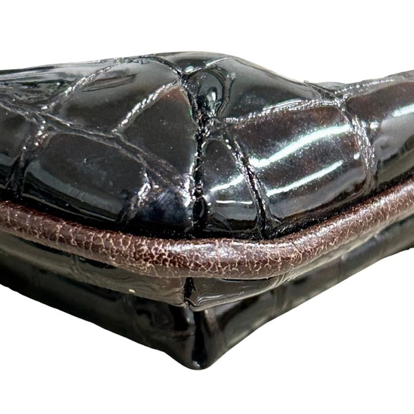 Brighton Brown Croc Embossed Crossbody Bag with Silver Buckle - Picture 8 of 14